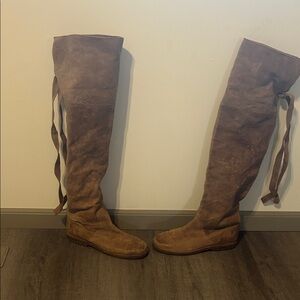 Frye Suede Over-the-Knee Boots in Chestnut Brown